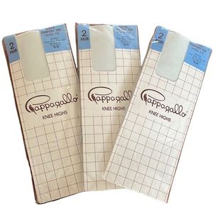 3 Pkgs Vintage PAPPAGALLO Fashion Knee High Nylons~Hosiery~Blueberry~NIP